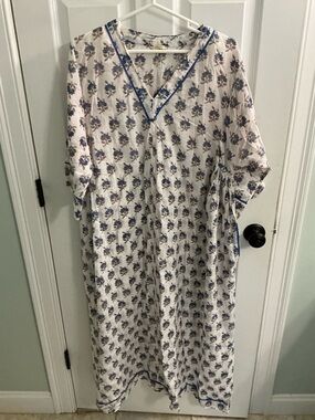 Matta New York block print maxi caftan coverup dress OS